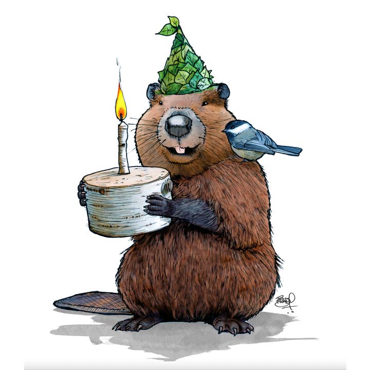 Shawn Braley Illustration - Wholesale Birthday Card - Birchday Cake #328 - vertical
