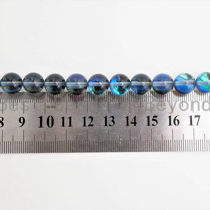 BestBeads&Beyond - Wholesale Beads - Beautiful Glossy Grey Spectrolite Quartz, Crystal Round beads, 6mm/8mm/10mm/12mm Manmade Gray Blue Moonstone beads,15.5inch strand, SKU#U290
