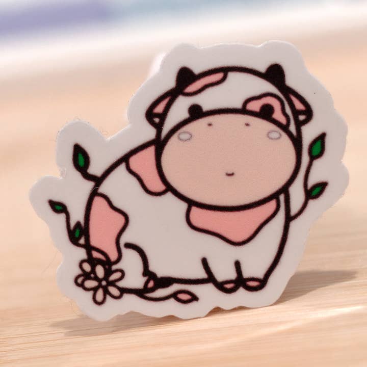 Strawberry Cow vinyl sticker for wholesale by Cafe De Yume
