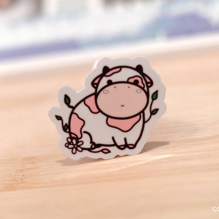 Strawberry Cow vinyl sticker for wholesale by Cafe De Yume