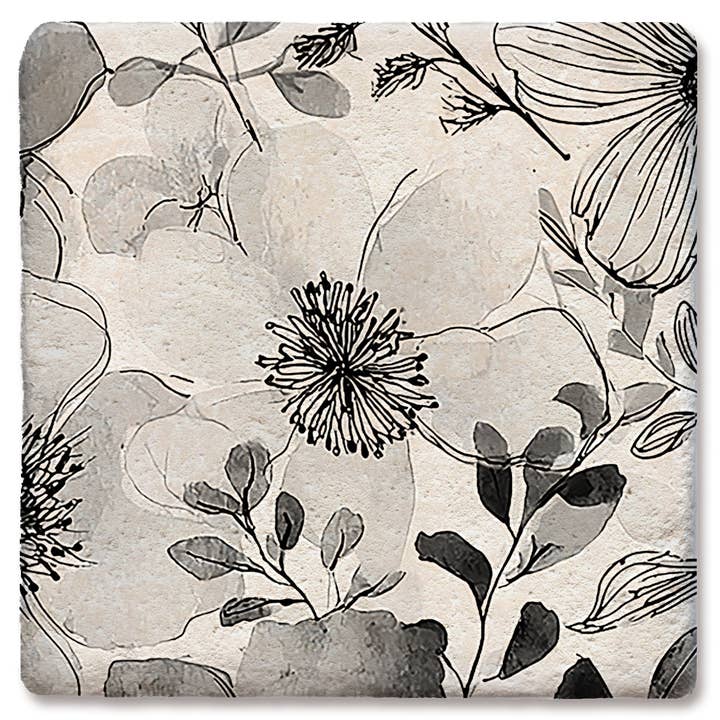 Coaster Floral Grayscale #2 for wholesale by Tipsy Coasters & Gifts