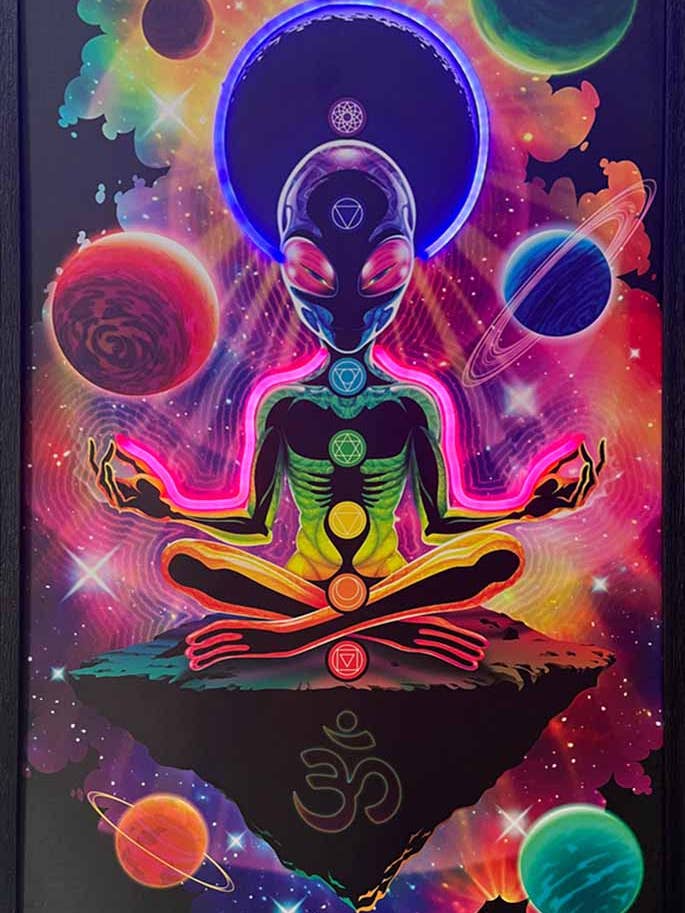 Alien Orbs LED Neon Canvas Art (24"x36") for wholesale by Scorpio Posters