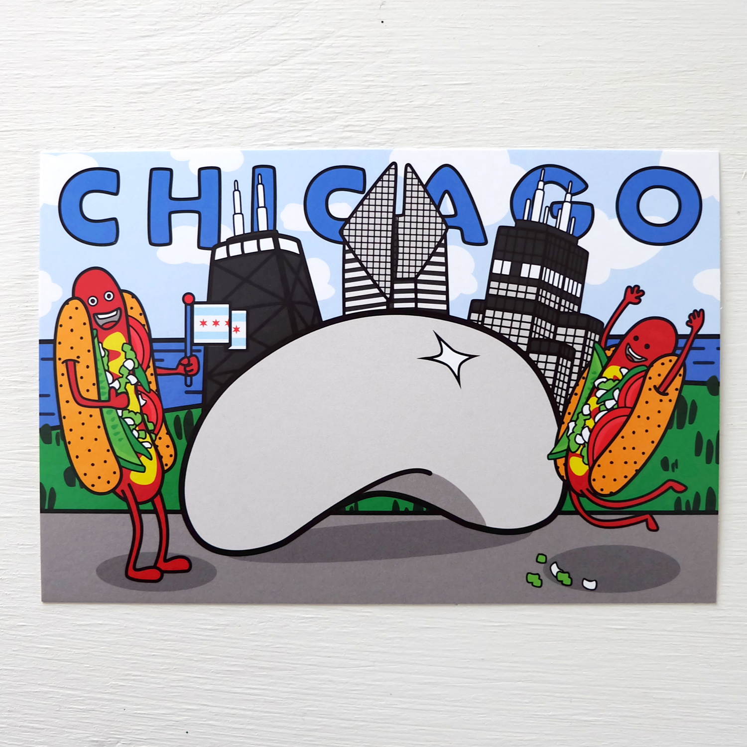 Haha Hot Dogs - Wholesale Postcard - Postcard - Chicago Bean1