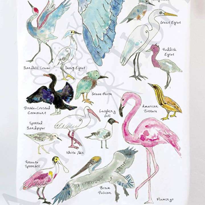 Serviette de plage avec héron et pélican côtiers pour la vente par Avery's Home