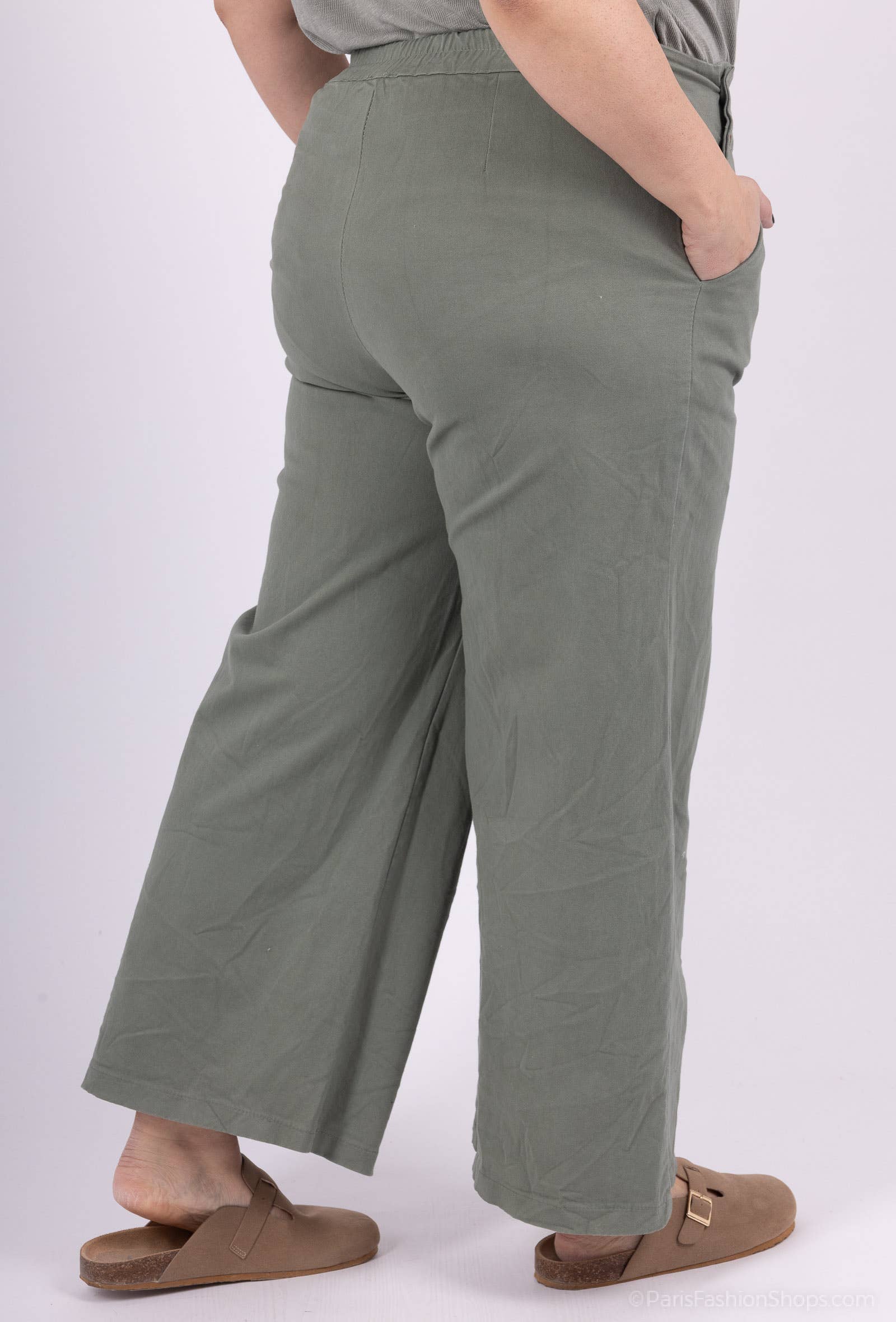 Pépouz' Paris - Wholesale Pants - Women's - PLUS SIZE Pants 97% cotton with buttons PPN2509GT14