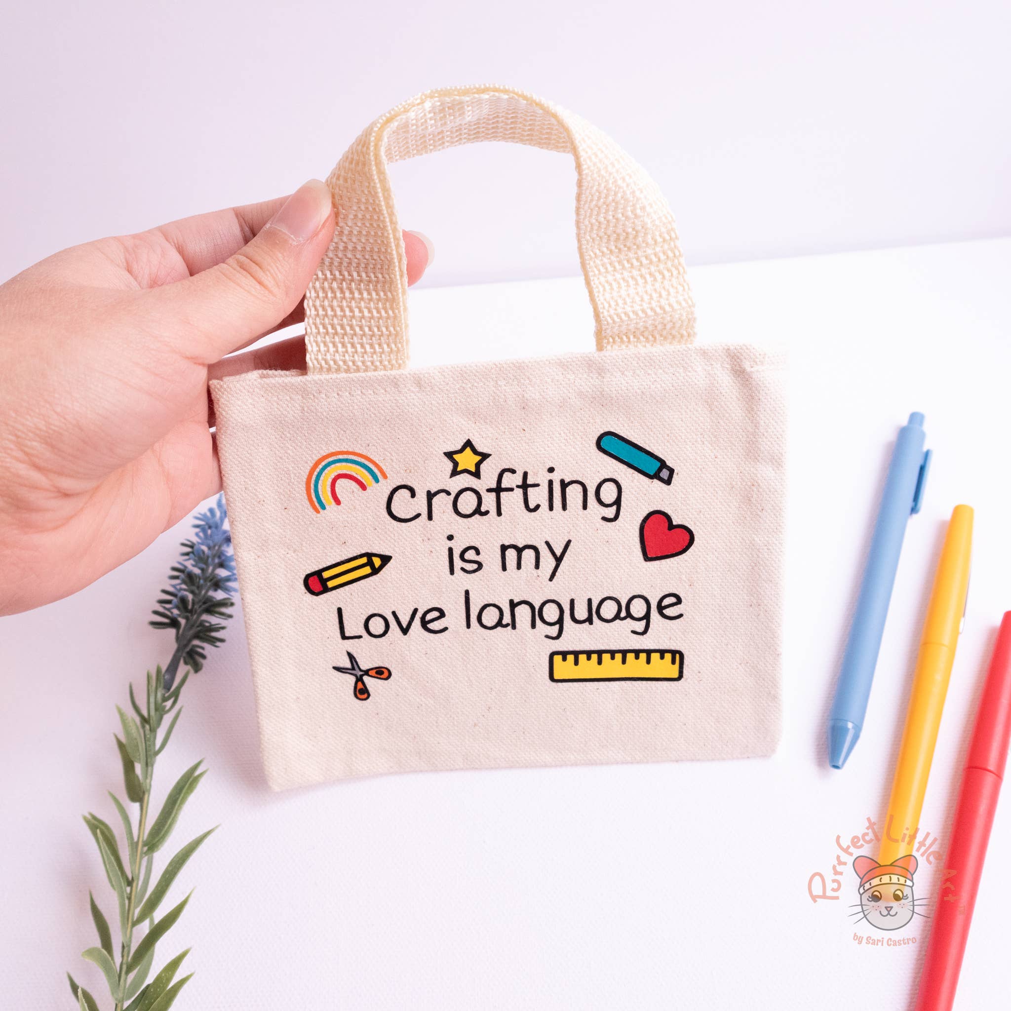 Purrfect Little Art - Wholesale Tote Bag - Women's - Crafting is My Love Language - mini tote | Craft Lovers1