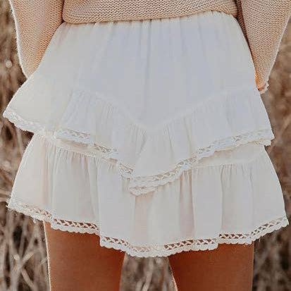 Women Casual Boho Solid Color Pleated Layered Skirt for wholesale by SALINA TRADING INC