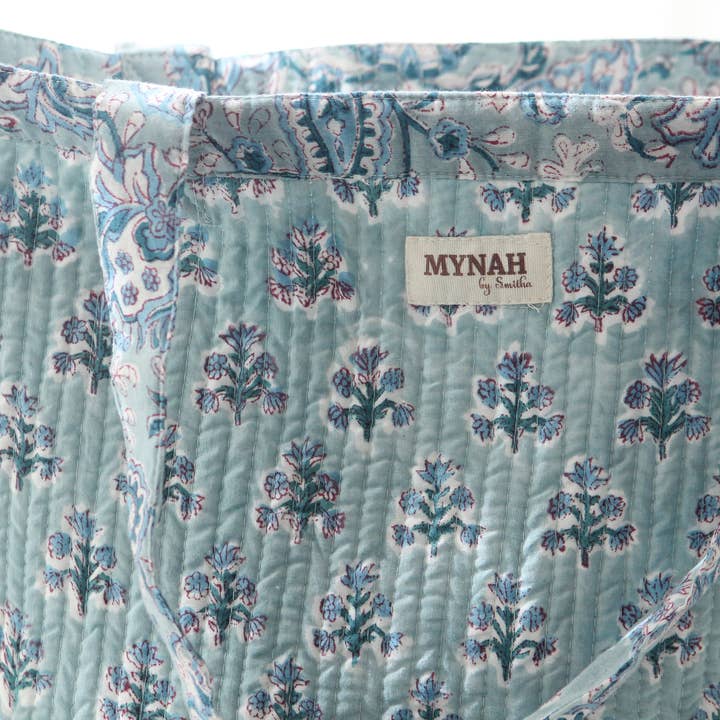 MYNAHbySmitha - Wholesale Tote Bag - Women's - Dusty blu floral print reversible tote bag-Small laptop bag4