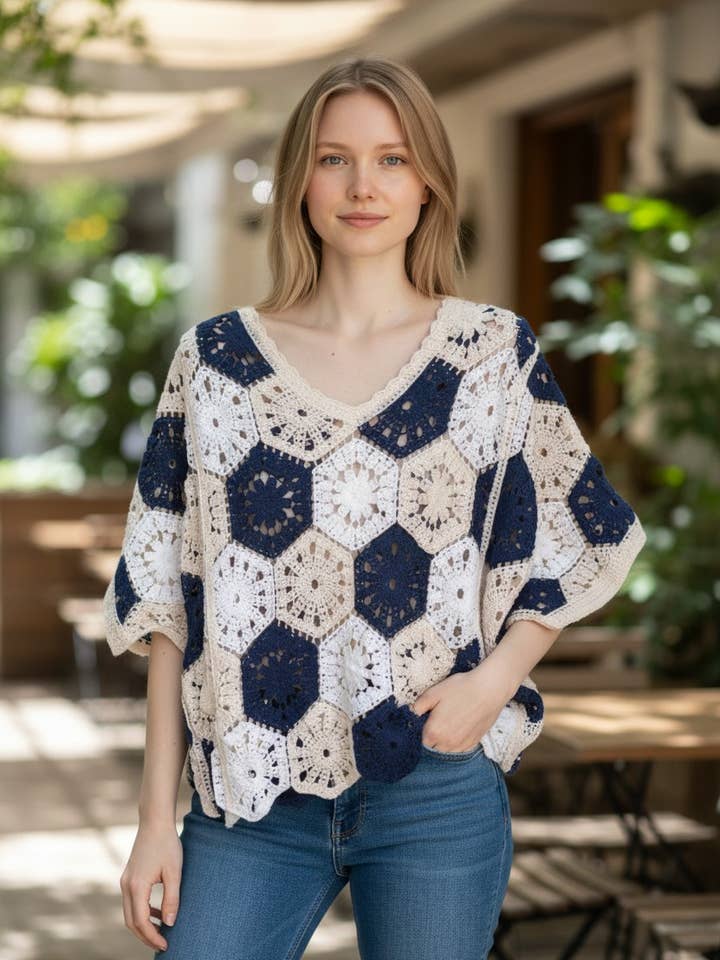 Hæklet top i bomuld LMM-AJ691 for engroshandel hos ORNELLA PARIS