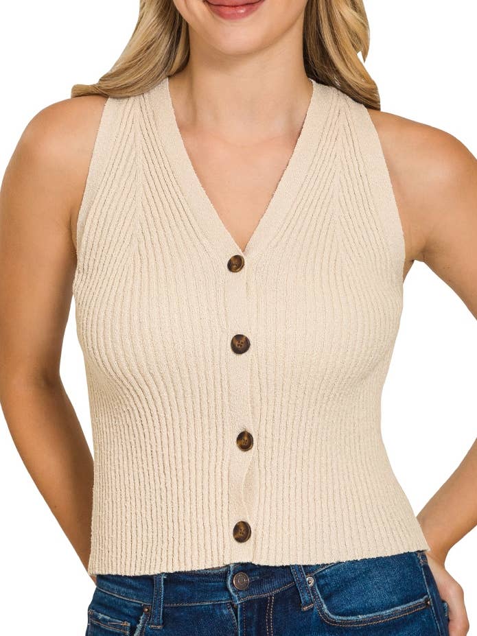 Ribbed Sweater Vest for wholesale by Vanilla Monkey