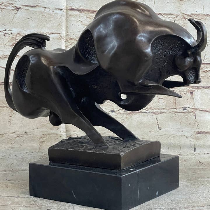 Bronzhaus - Vente Sculpture - Statue de taureau en bronze d'art moderne Milo originale abstraite milieu du siècle