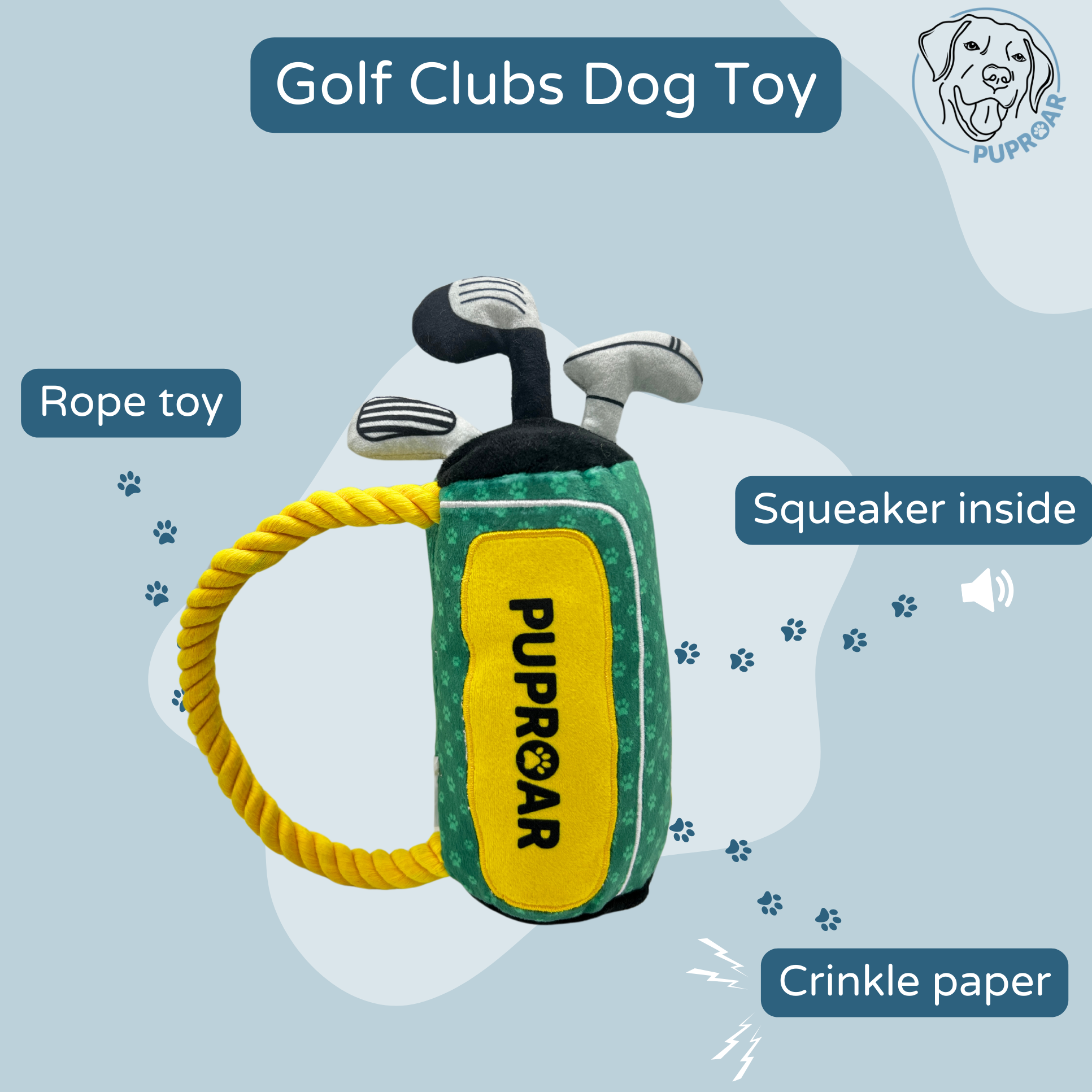 PUPROAR - Venta al por mayor Juguete de goma - Perros - Juguete de Golf para Perros - Juguetes para Perros con Sonido y Crujido - ¡Regalo Perfecto!1