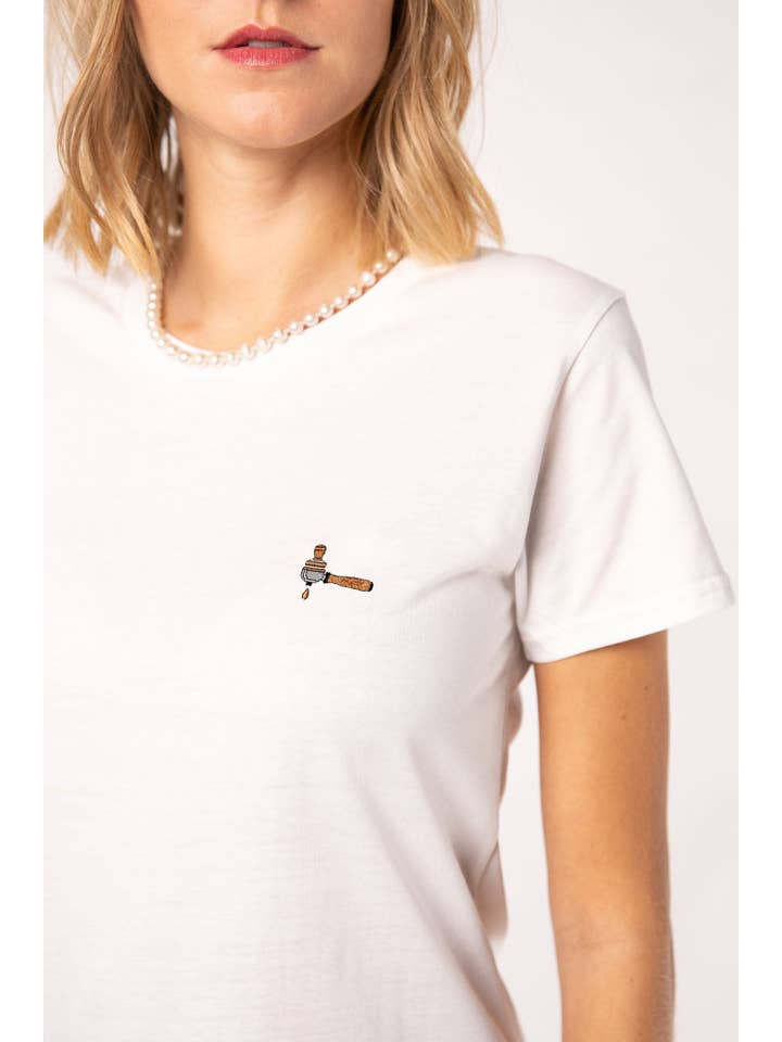 Fashion Drinks - Wholesale T-Shirt - Women's - Portafilter & Tamper | Embroidered organic cotton women t-shirt4