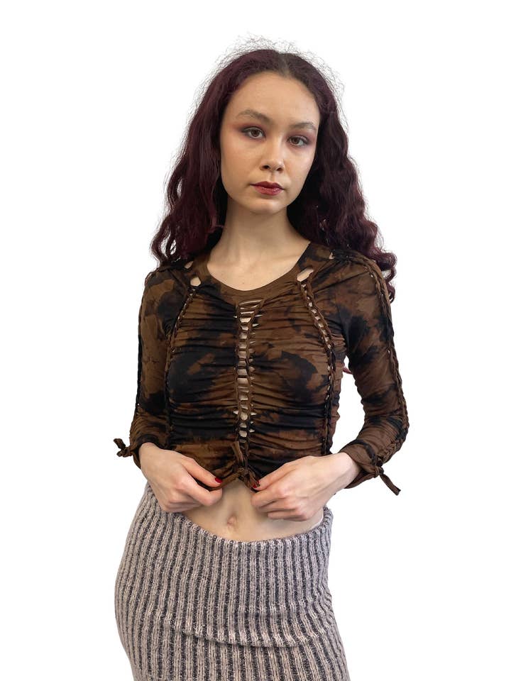Mahogany Crochet Long Sleeve for wholesale by Samudāy Studios