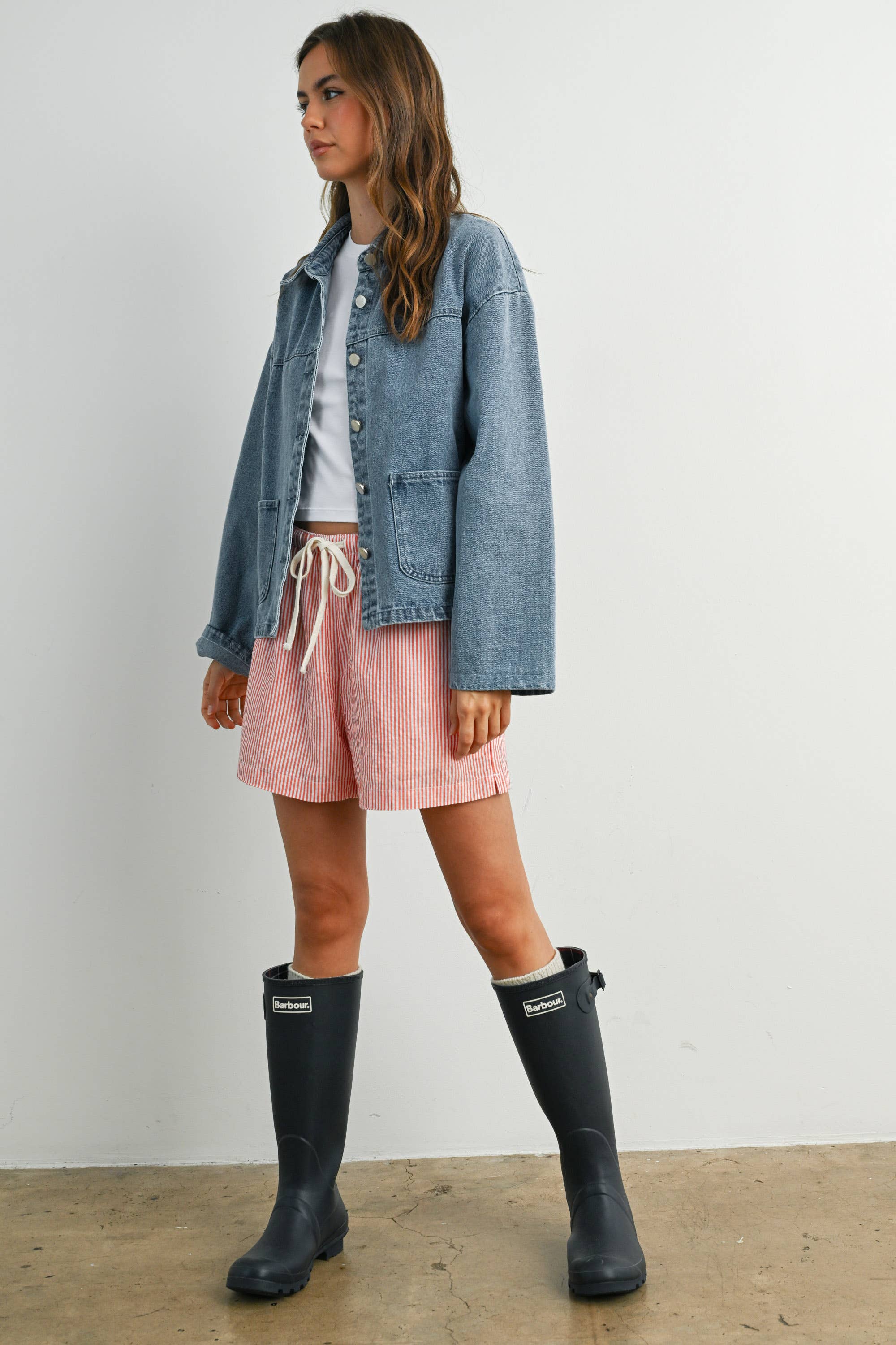 BUTTERMELON - Wholesale Denim Jacket - Women's - Button-Down Jacket with Shirt Collar and Pockets - BMJ78219