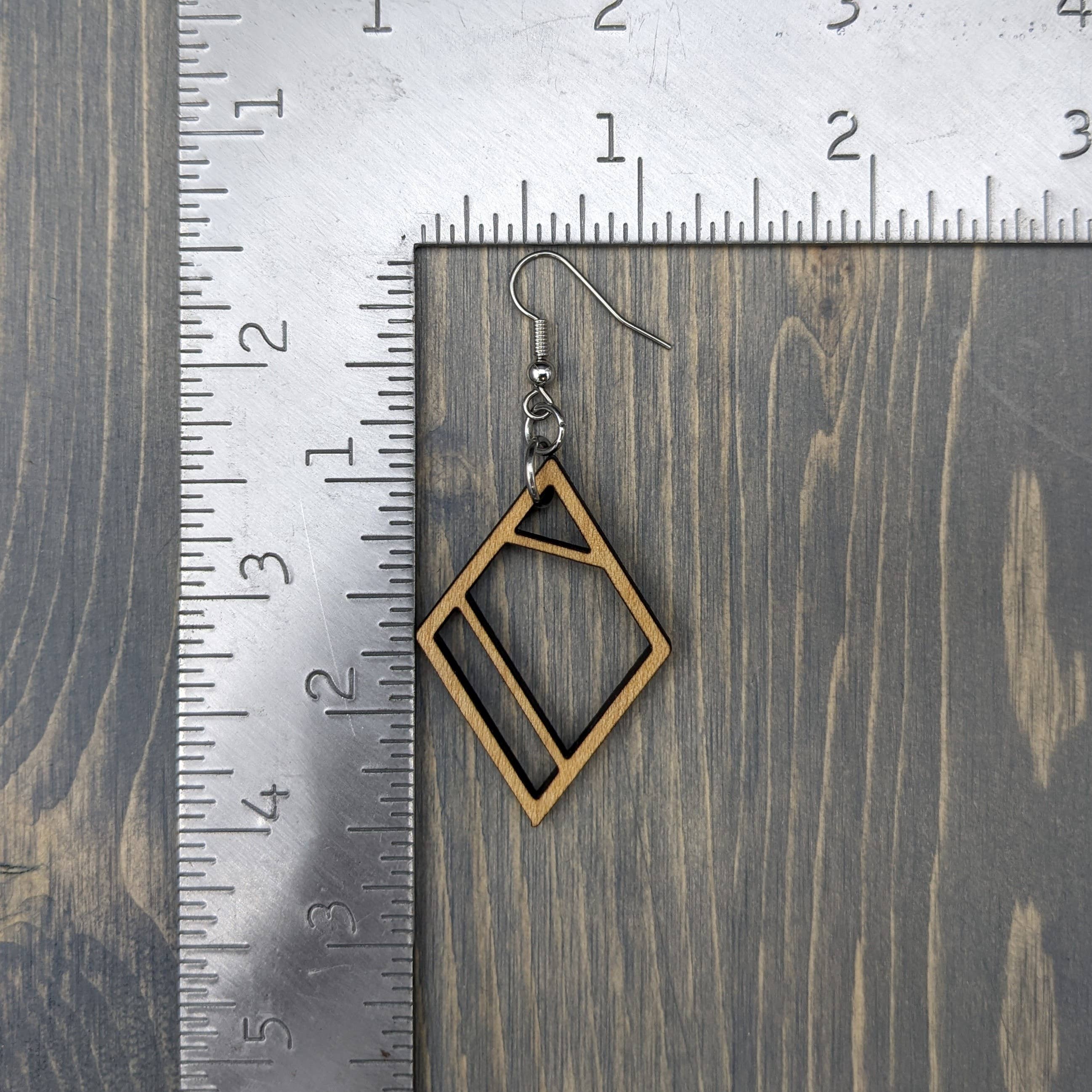 The Forest and Forge - Wholesale Dangle Earrings - Geometric Diamond Wood Earrings4