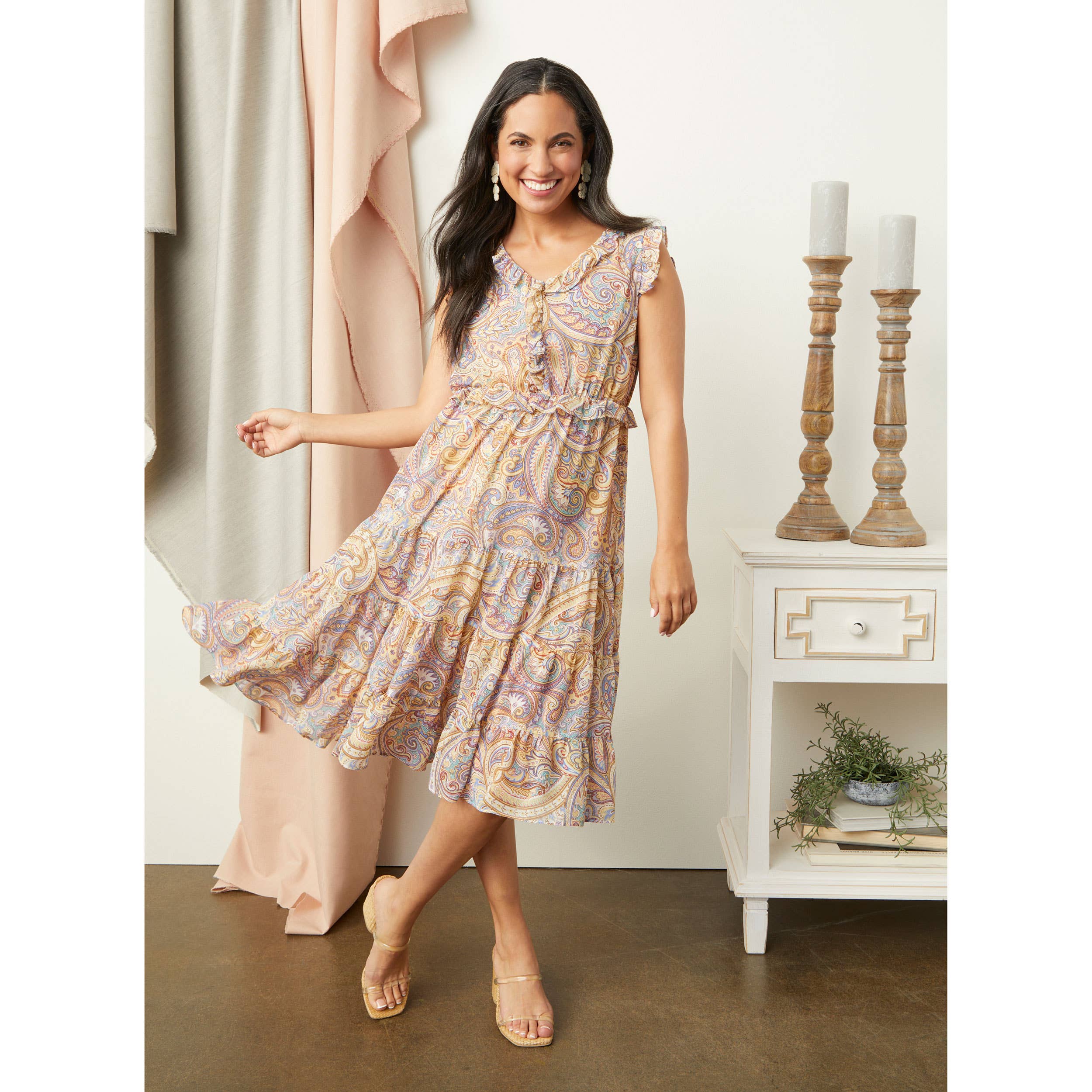 Florence Chiffon Paisley Print Dress for wholesale on Faire1