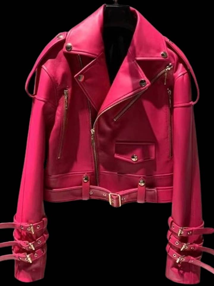 Buckle Sleeve Leather Moto for wholesale by Luxe & Leather by Madonna & Co