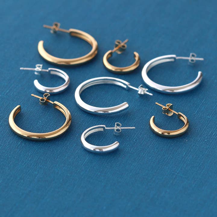 Kris Nations - Wholesale Hoop Earrings - Hollow Hoop Earrings 18K Gold Vermeil | Sterling Silver 15mm and 25mm Hoops Post Closure Nickel Free Hypoallergenic Ships from CA9