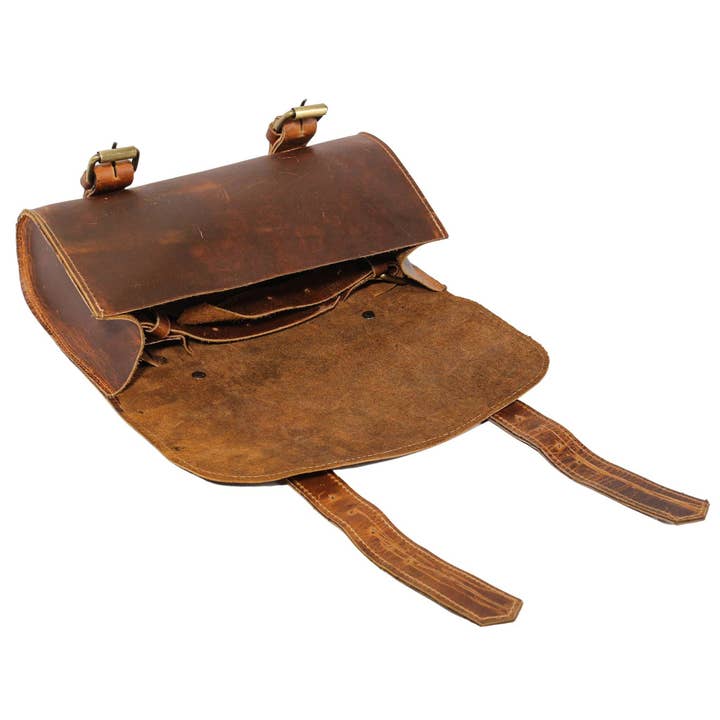 Tuzech Leather - Venta al por mayor Bolsa pequeña - Unisex - Bolsa de manillar de motocicleta de cuero grueso TUZECH, 2 correas, organizador de herramientas, bolsa de almacenamiento para motocicleta, alforja premium para ciclistas, hecha a mano (color marrón)3