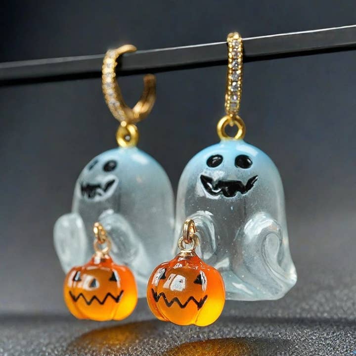 Cute Halloween Ghost & Pumpkin Earrings for Women Girls for wholesale by Buddha Yoga