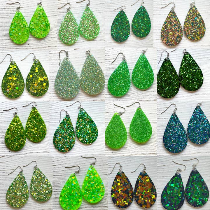 Randans Frameless Dangle Teardrops- green for wholesale by Randans