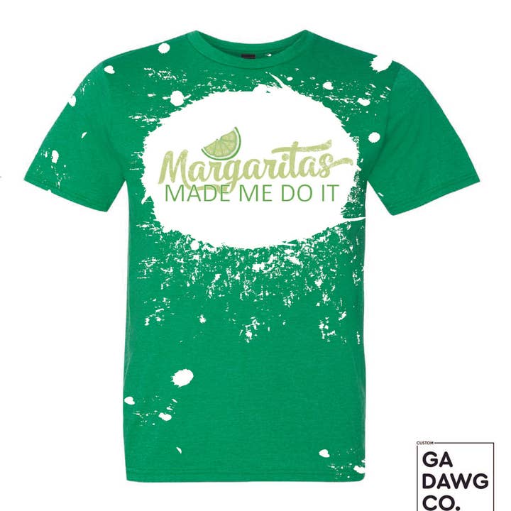 Vintage Dye Sublimation Bleached T-Shirt - Margaritas Made M for wholesale by Georgia Dawg Co.