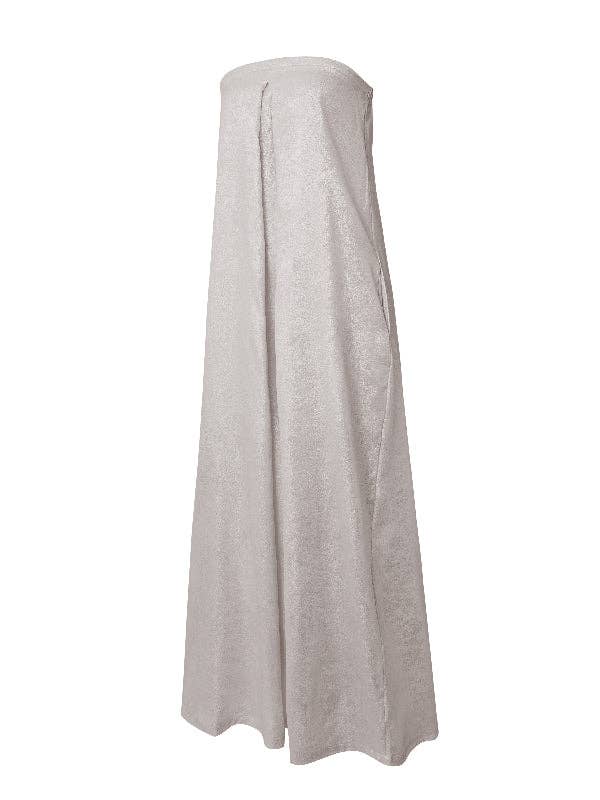 SILVER Casual Wide Leg Strapless Solid Color Tube Jumpsuits for wholesale on Faire9