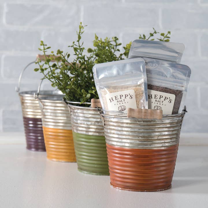 Willow Group - Wholesale Plant Pot - Spring Herb Tin Bucket Planters w/ Wood Handles