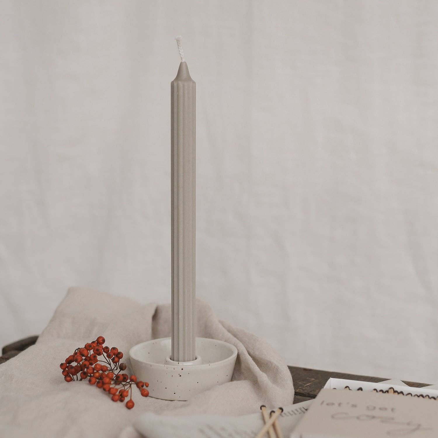 Eulenschnitt - Wholesale Tapered Candle/Candlestick - Set of 4 grey rod candles (VE = 8 pcs)2