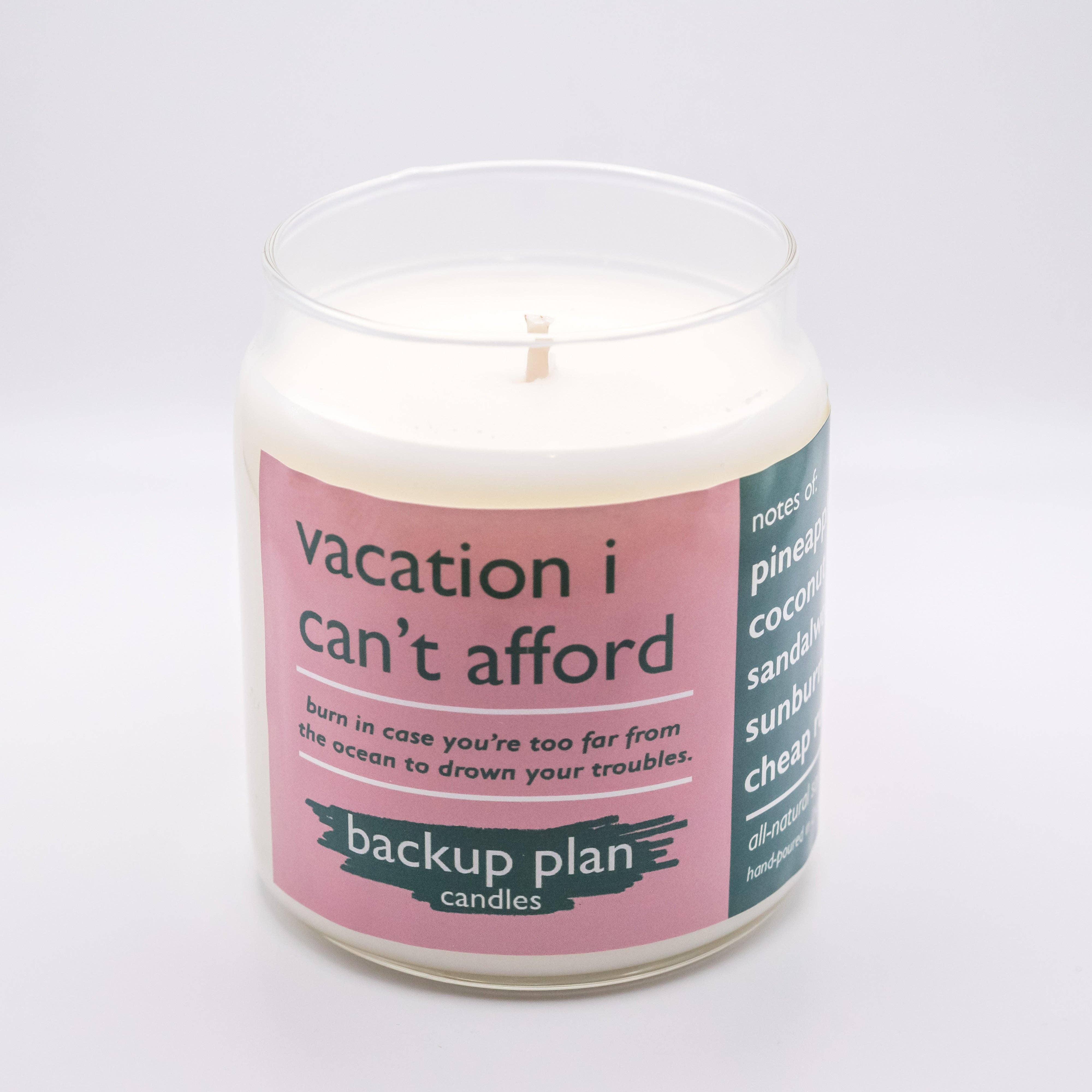 Backup Plan Candles - Wholesale Jar/Filled Candle - vacation i can't afford3