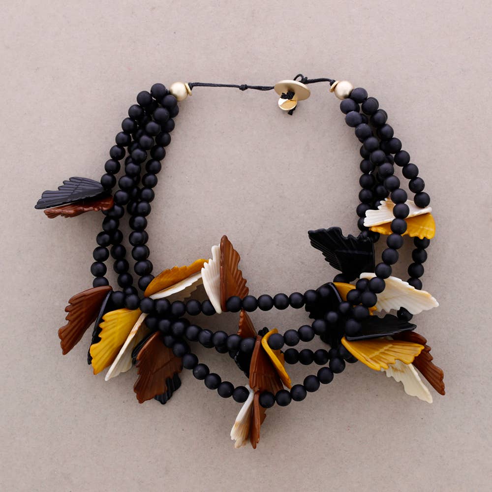 Sonata - Wholesale Snap Jewelry - Choker 4 Beads Resin Leaves2