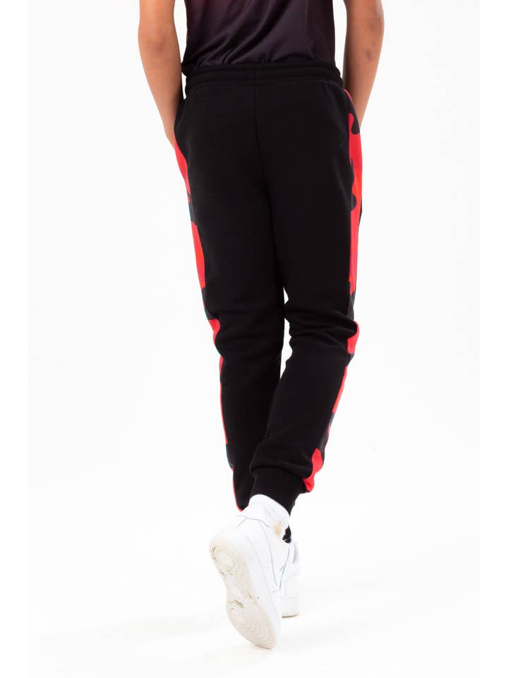 HYPE BOYS RED CAMO PANEL SCRIPT JOGGERS for wholesale on Faire
