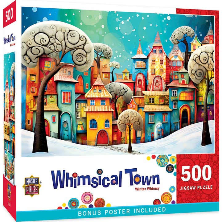 Whimsical Town - Winter Whimsey 500 Piece Jigsaw Puzzle for wholesale by Masterpieces Puzzles