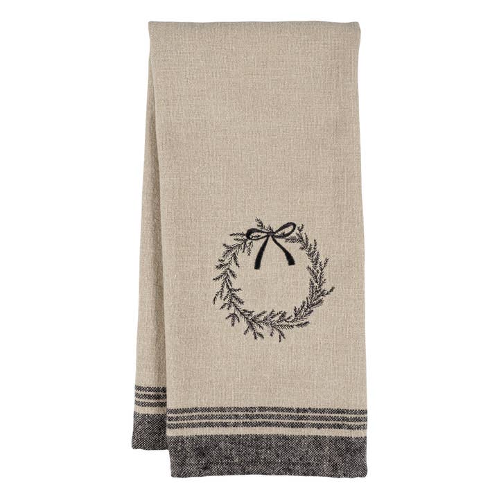 KAF Home - Wholesale Tea Towel - KAF Home Natural Embroidered Holiday Kitchen Towel4
