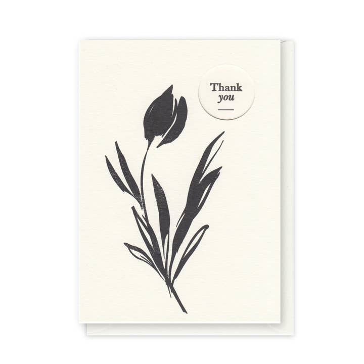 Floral Thank You Card Handcrafted - Letterpress Printed for wholesale by Alex & Olive