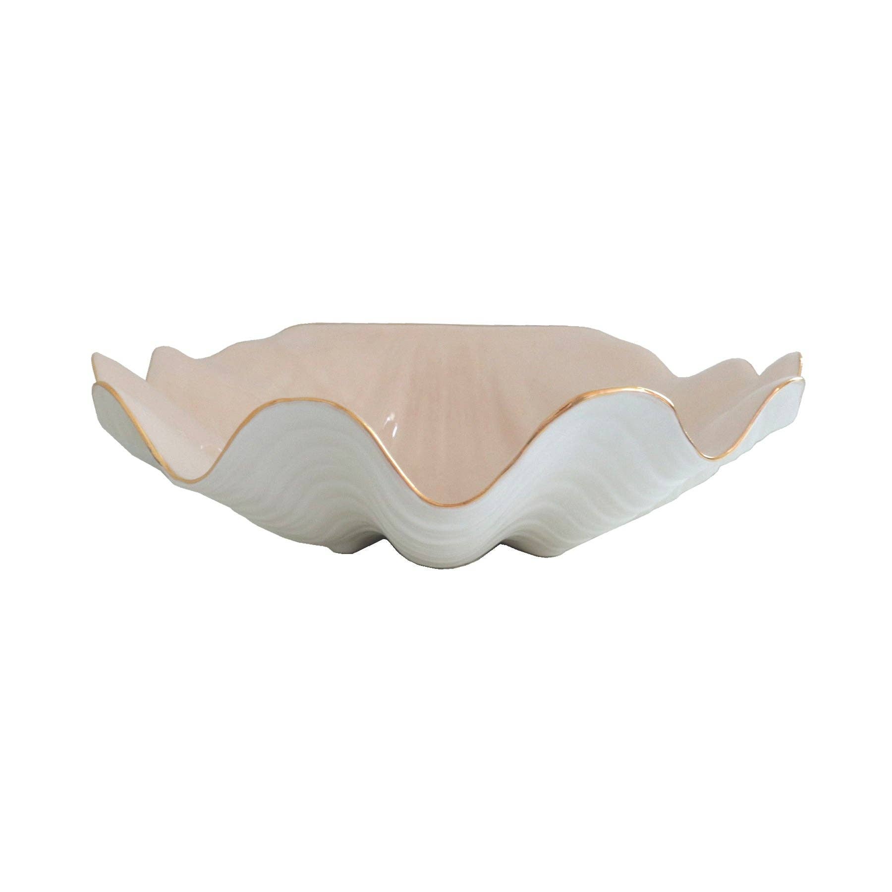 Lo Home | Ruby Clay - Wholesale Decorative Plate/Dish/Bowl - Clam Shell Bowl with 22K Gold Accent2
