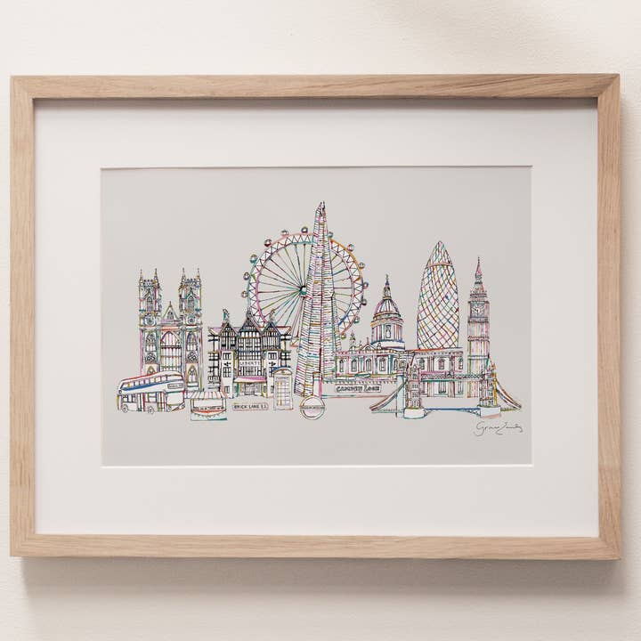 Grace Emily Design - Wholesale Art print - London landmarks skyline muted print