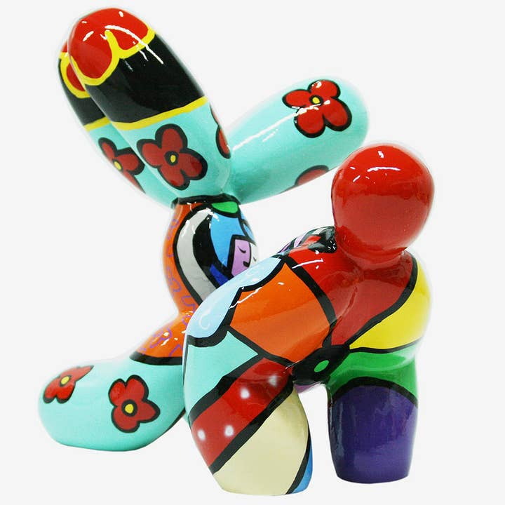 BALLON DOG FETCH HER FREEDOM - Håndmalet kunstfigur for engroshandel hos JULIARTE