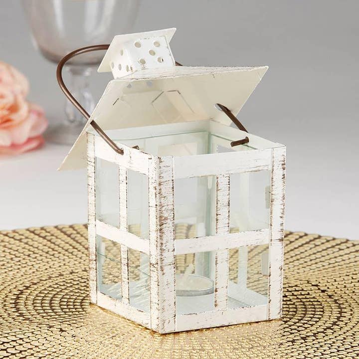 Kate Aspen - Wholesale Lantern - Vintage White Distressed Lantern - Medium2