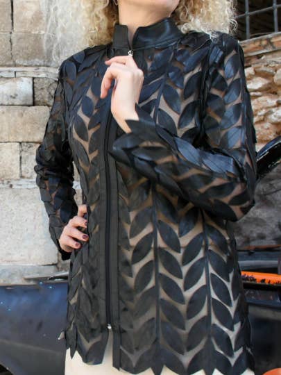 ML Marcaleather - Wholesale Leather Jacket - Women's - Women's Leaf Zipped Jacket Real Leather light as a Feather3