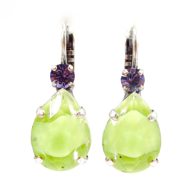 Pendientes de colores primaverales en verde y lila, hechos a mano para venta al por mayor de SoHo Schmuckmanufaktur
