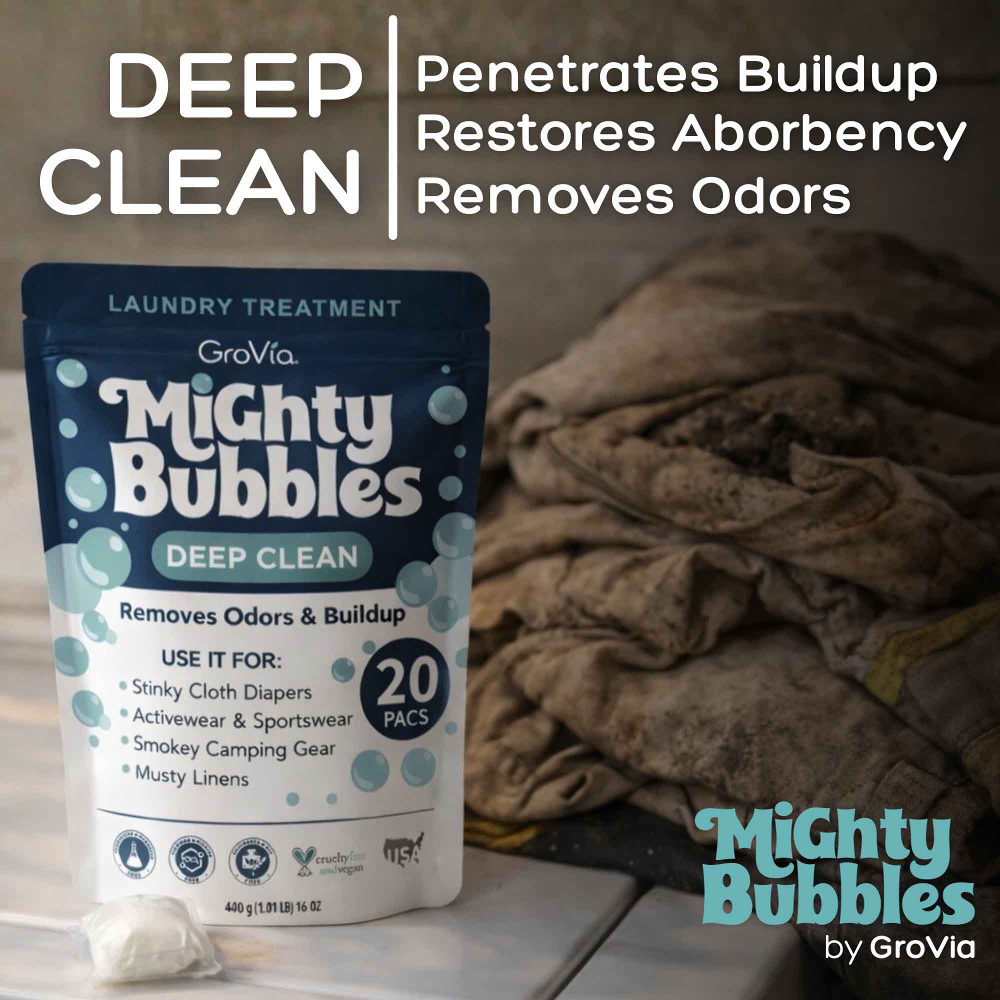 GroVia Modern Diapers - Wholesale Laundry Detergent Powder/Pods - Mighty Bubbles Laundry Treatment 20 count4