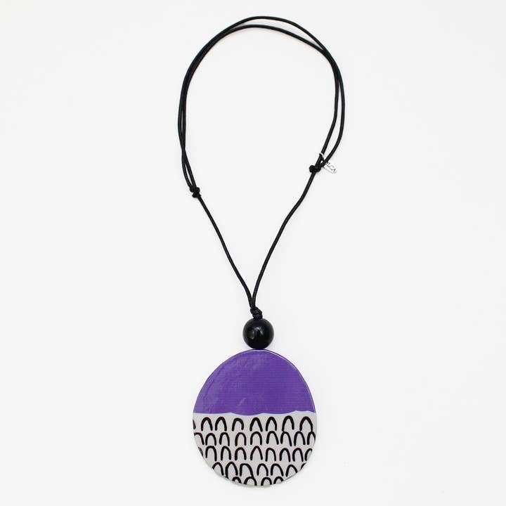 Purple Round Decoupage Jolie Pendant for wholesale by Sylca Designs