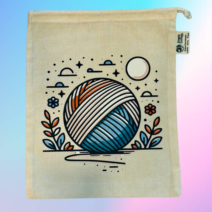 Drawstring Project Bag Yarn Under Moonlight Knitting Crochet for wholesale by Comma Craft Co