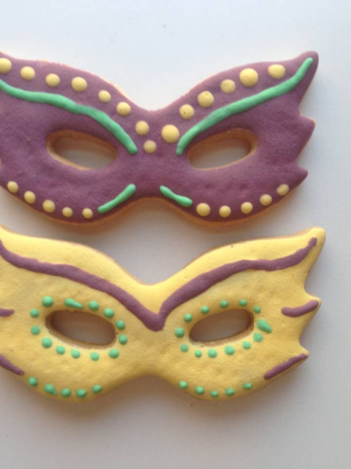 Mardi Gras Gluten Free Dog Treats Masks for wholesale by Pawsitively Homemade