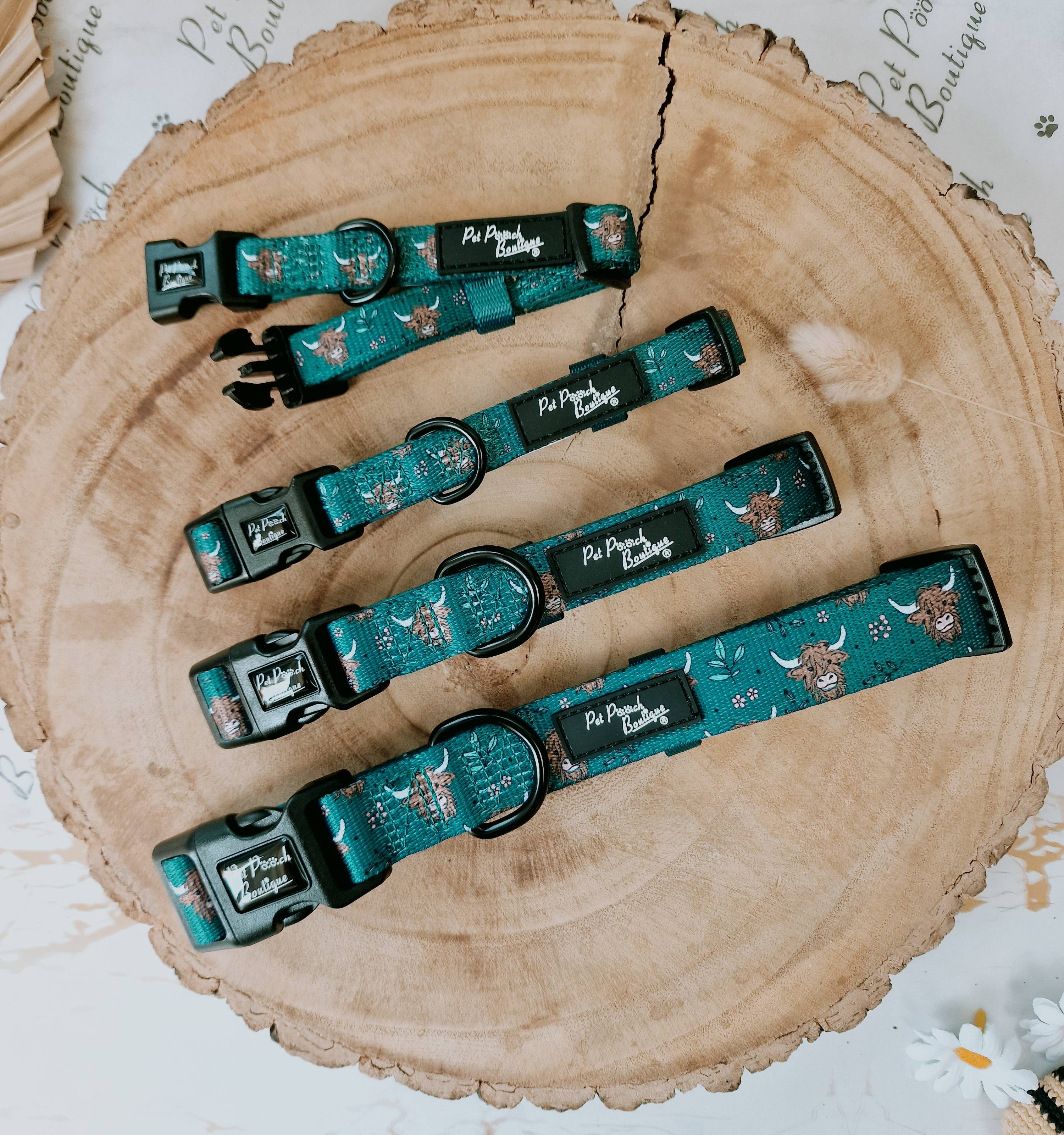 Pet Pooch Boutique – wholesale Pet collar – Dog – Happy Highland Cow Dog Collar - Size XS-L (autumn/animals)1