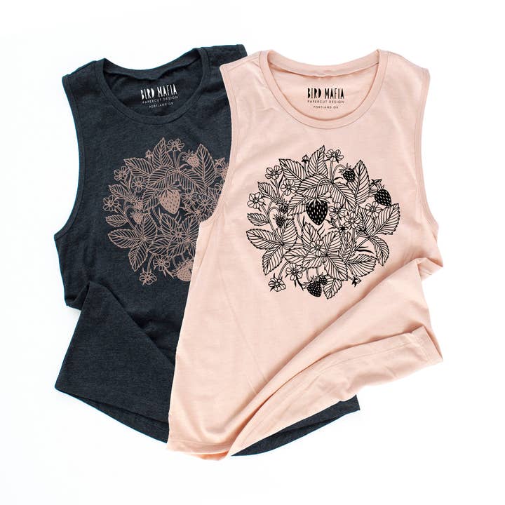 Strawberry patch muscle tank for wholesale by Bird Mafia