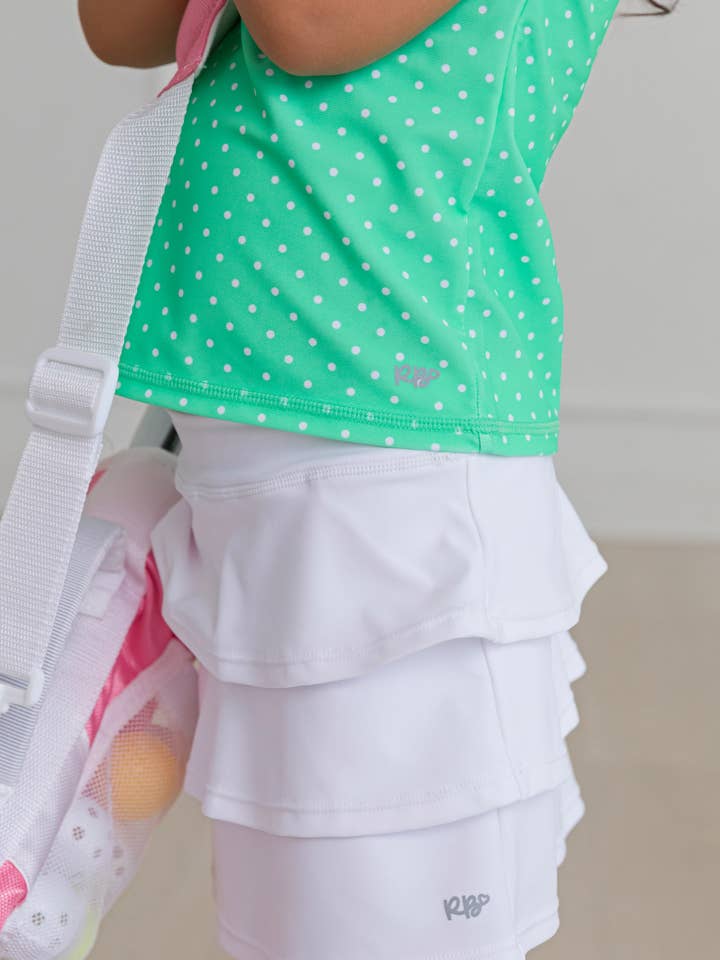Green Girls Spring Bud Micro Dot Sleeveless Zip Ruffle Sleeve Active Top
for wholesale on Faire6