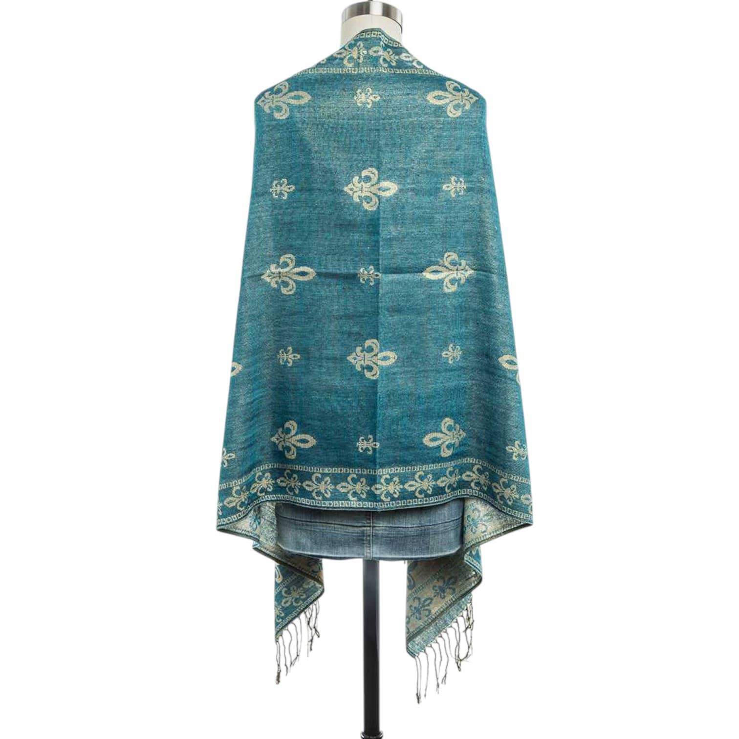 LA Jewelry Plaza - Wholesale Scarf - Women's - Fleur De Lis Print Pashmina Shawl Scarf2
